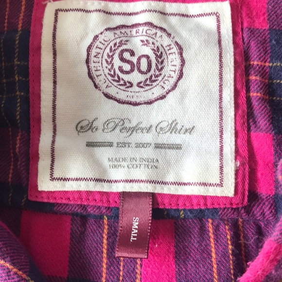 🌟Cotton Plaid Shirt Pink/Navy, Small - Picture 5 of 7